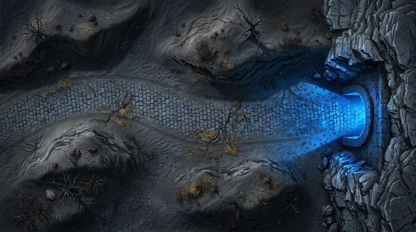 Electrified Rocky Cliff and Arid Hills