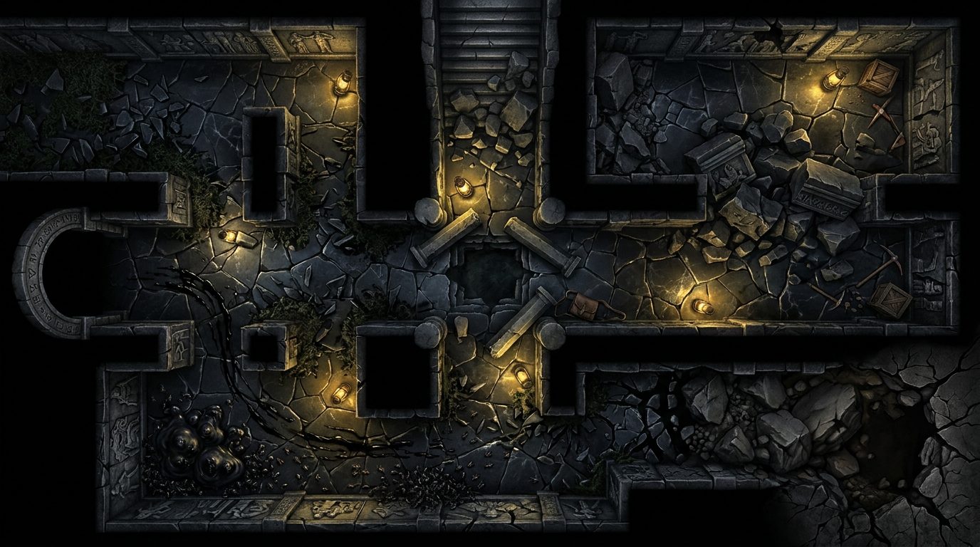 Collapsed Dark Stone Tunnels scene 1