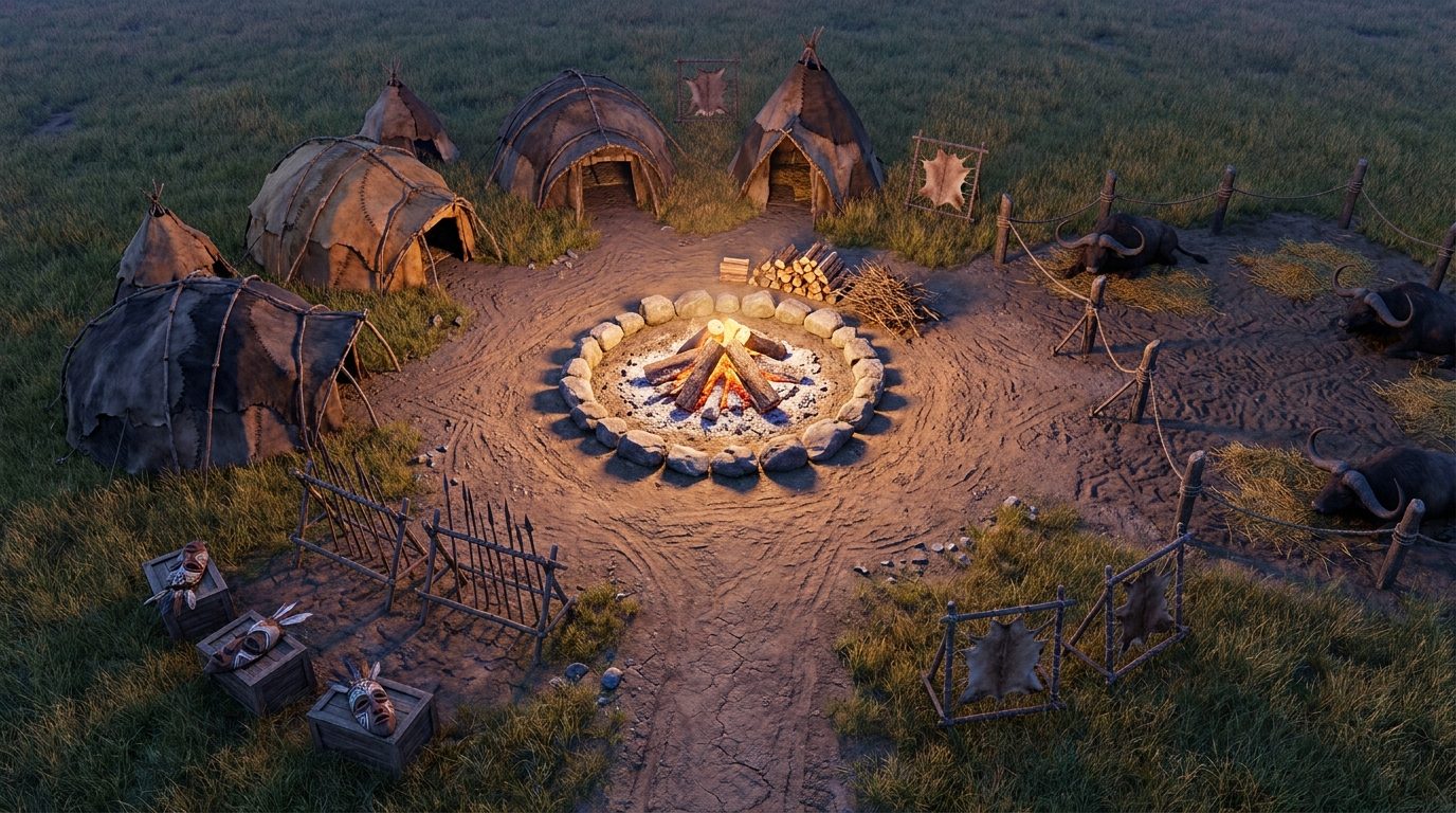 Nomadic Hide Tent Encampment scene 1