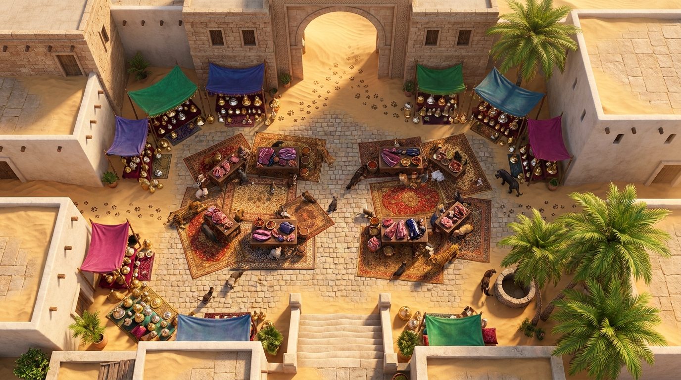 Plaza del Mercado Felino de las Tierras del Sueño
