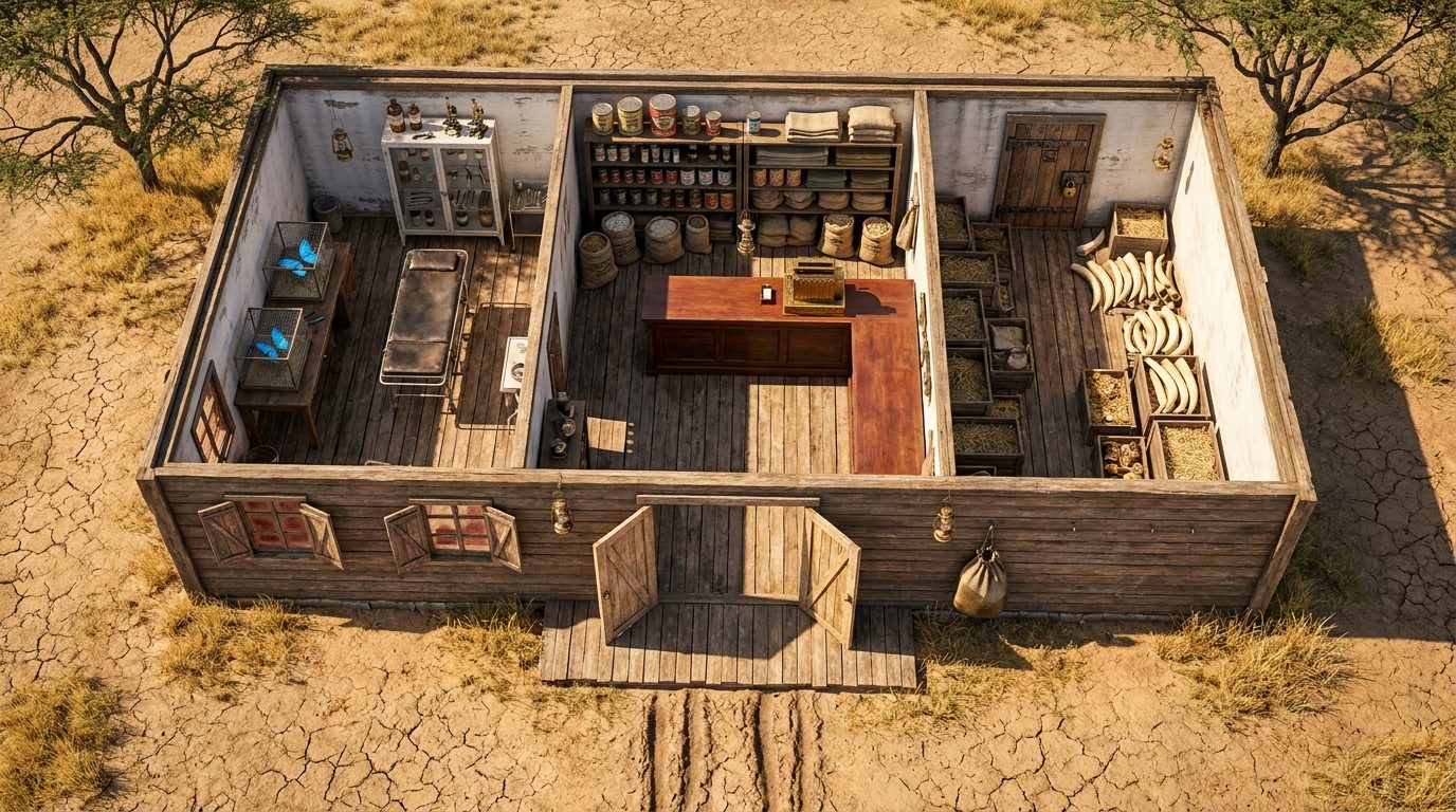 Isolated Savanna Trading Outpost