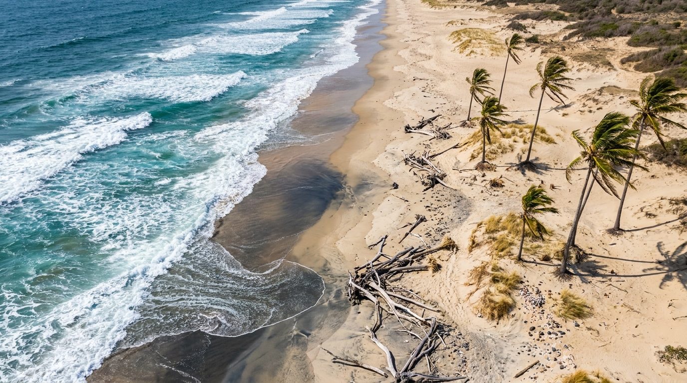 Costa de Arena Azotada por el Viento