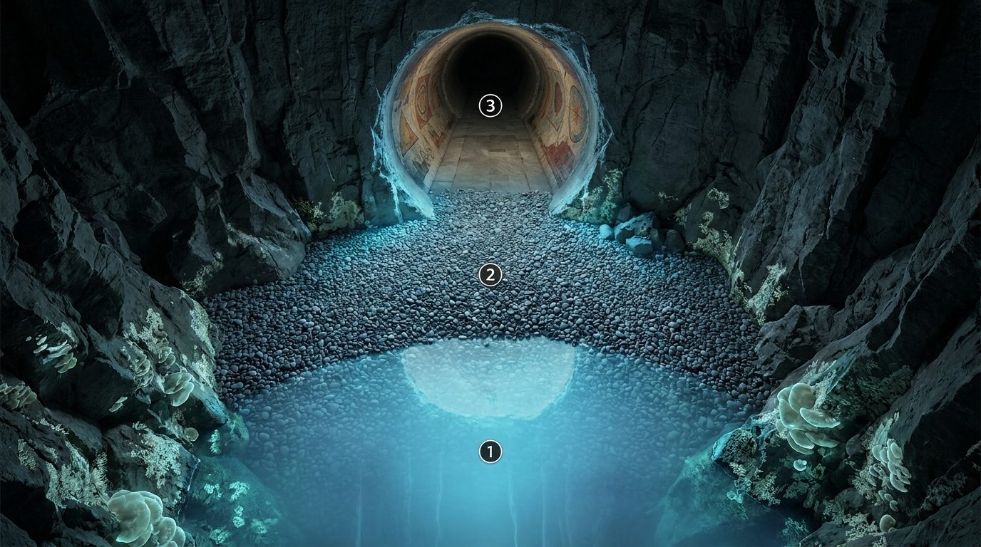 Lago Subterráneo Bioluminiscente y Túnel de Frescos