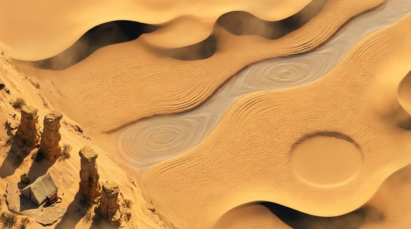 Arid Endless Desert and Sand Rivers