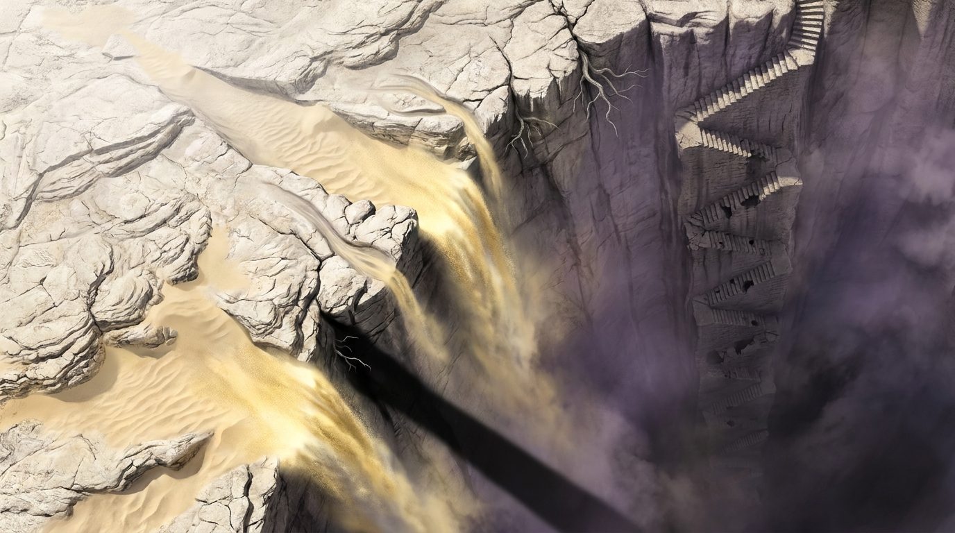 Vertiginous Desert Canyon and Sandfalls scene 1