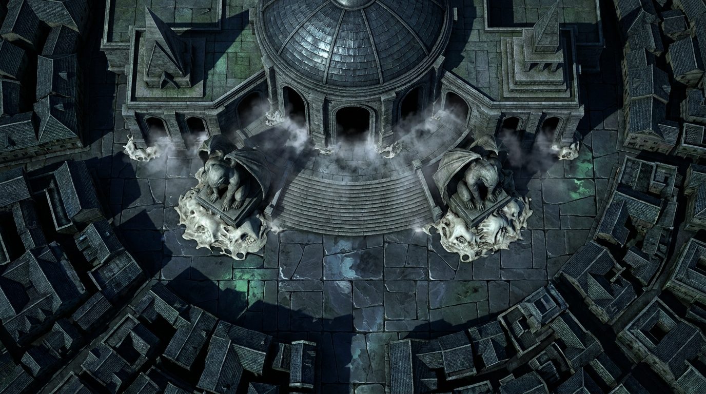 Dark Temple and Labyrinthine Streets scene 1