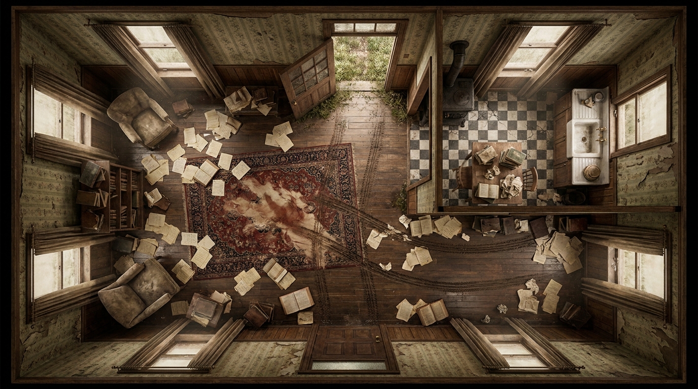 1920s Cluttered Vintage House Crime Scene