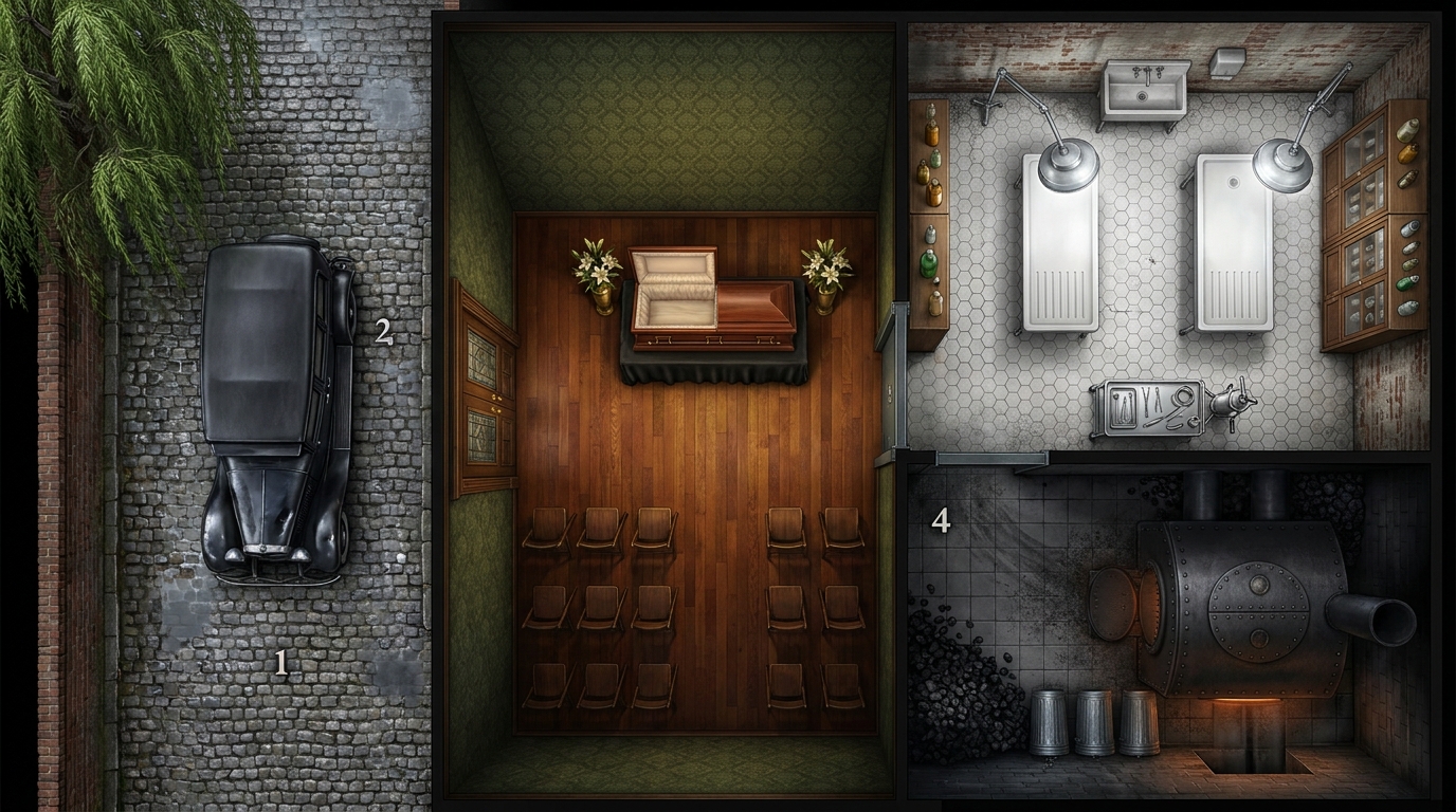 Funeraria y Morgue Macabra de los Años 1920 scene 1