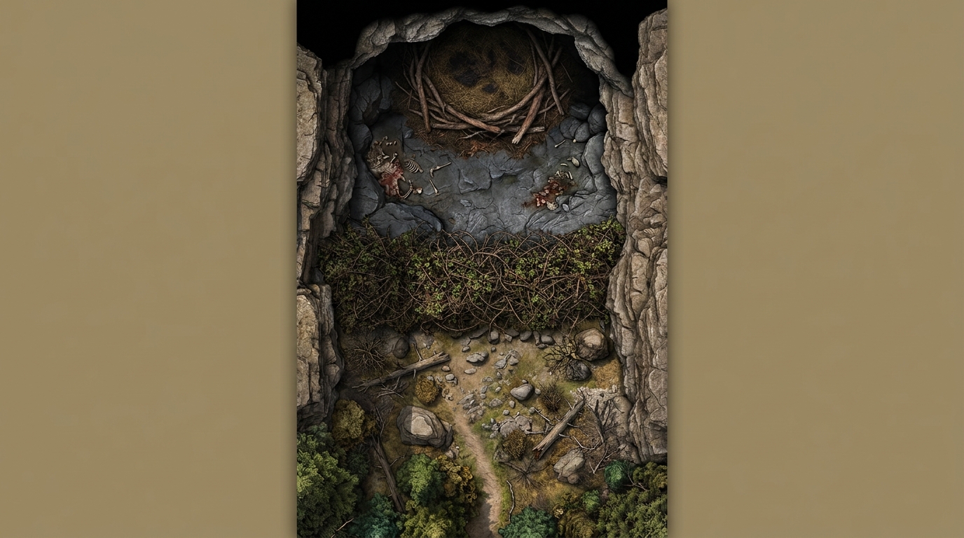Overgrown Ravine and Monstrous Cave Nest