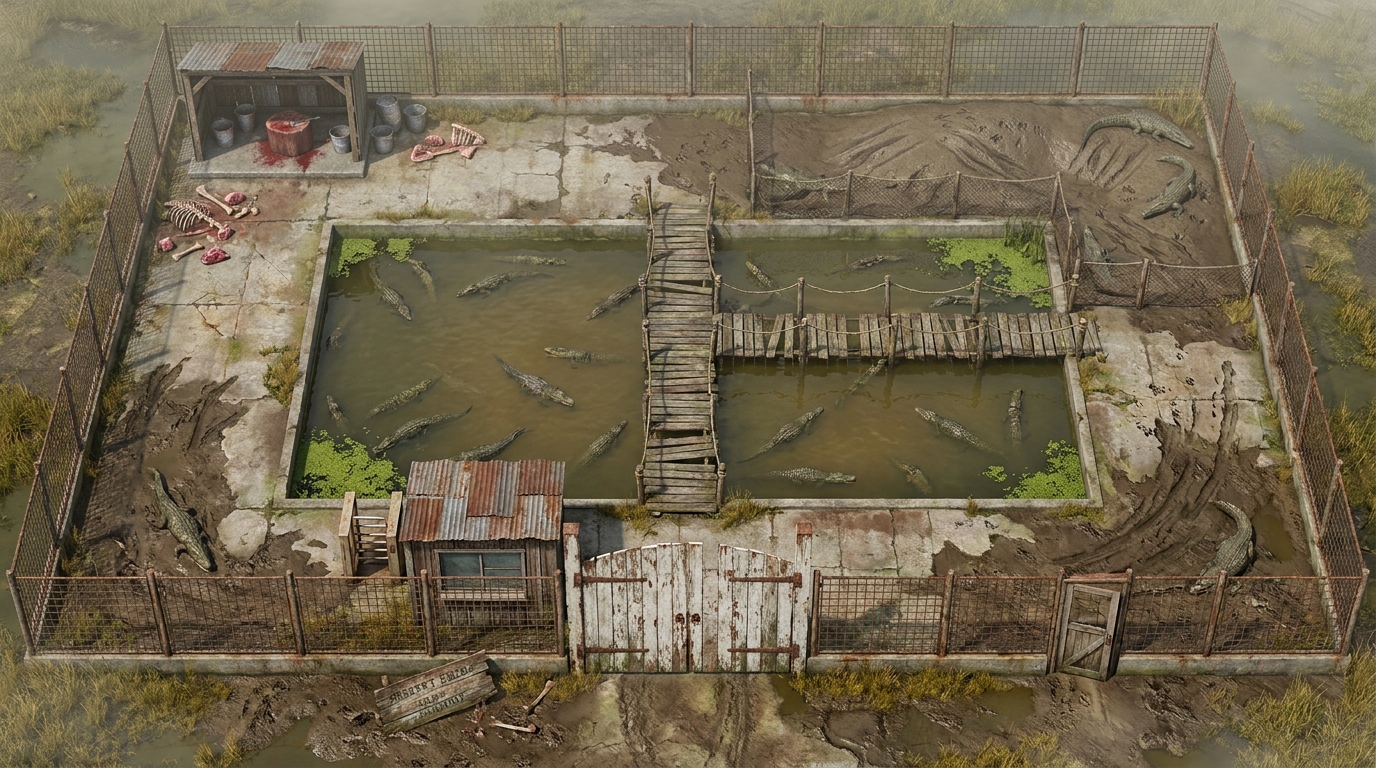 Sordid Alligator Tourist Farm scene 1