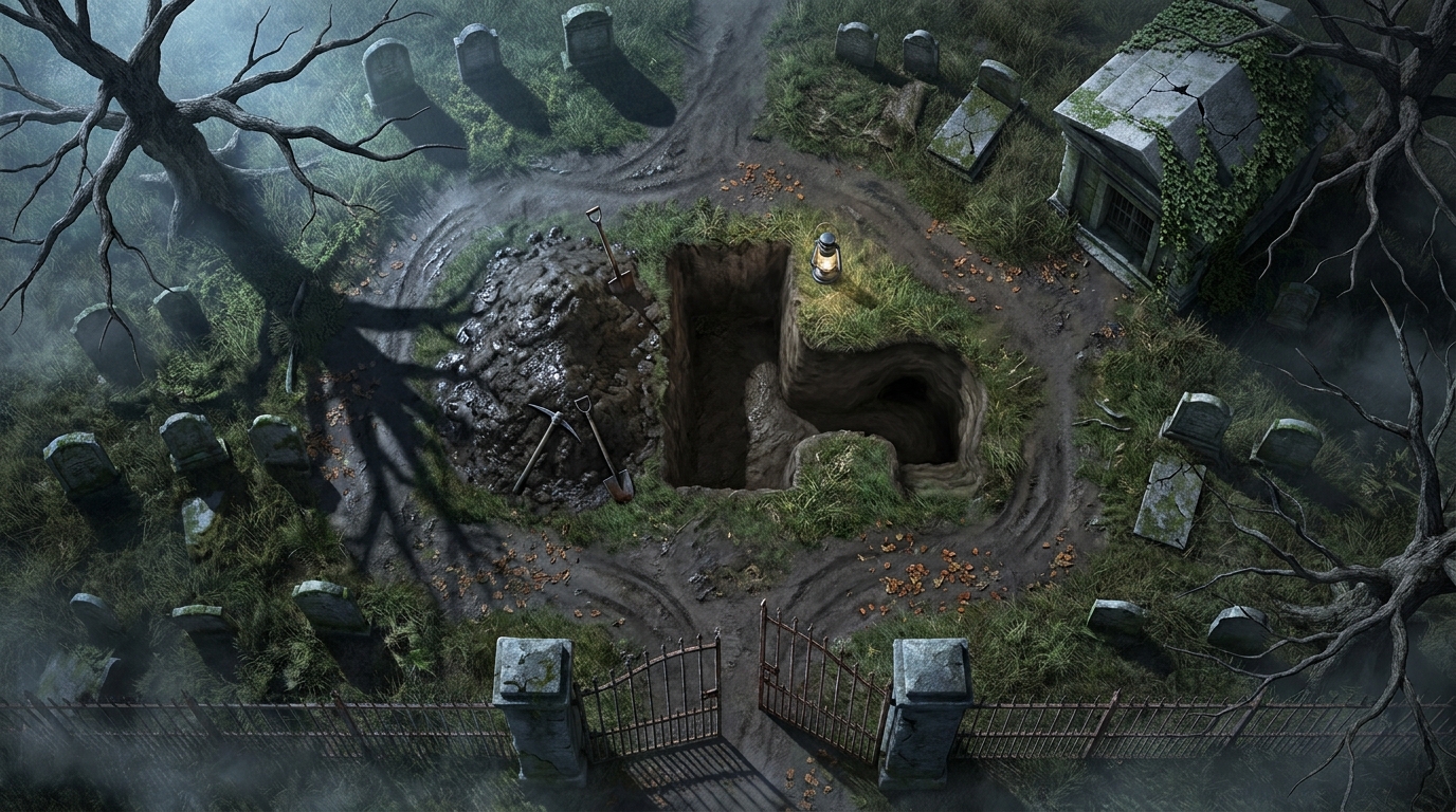 Antiguo Cementerio y Tumba Abierta