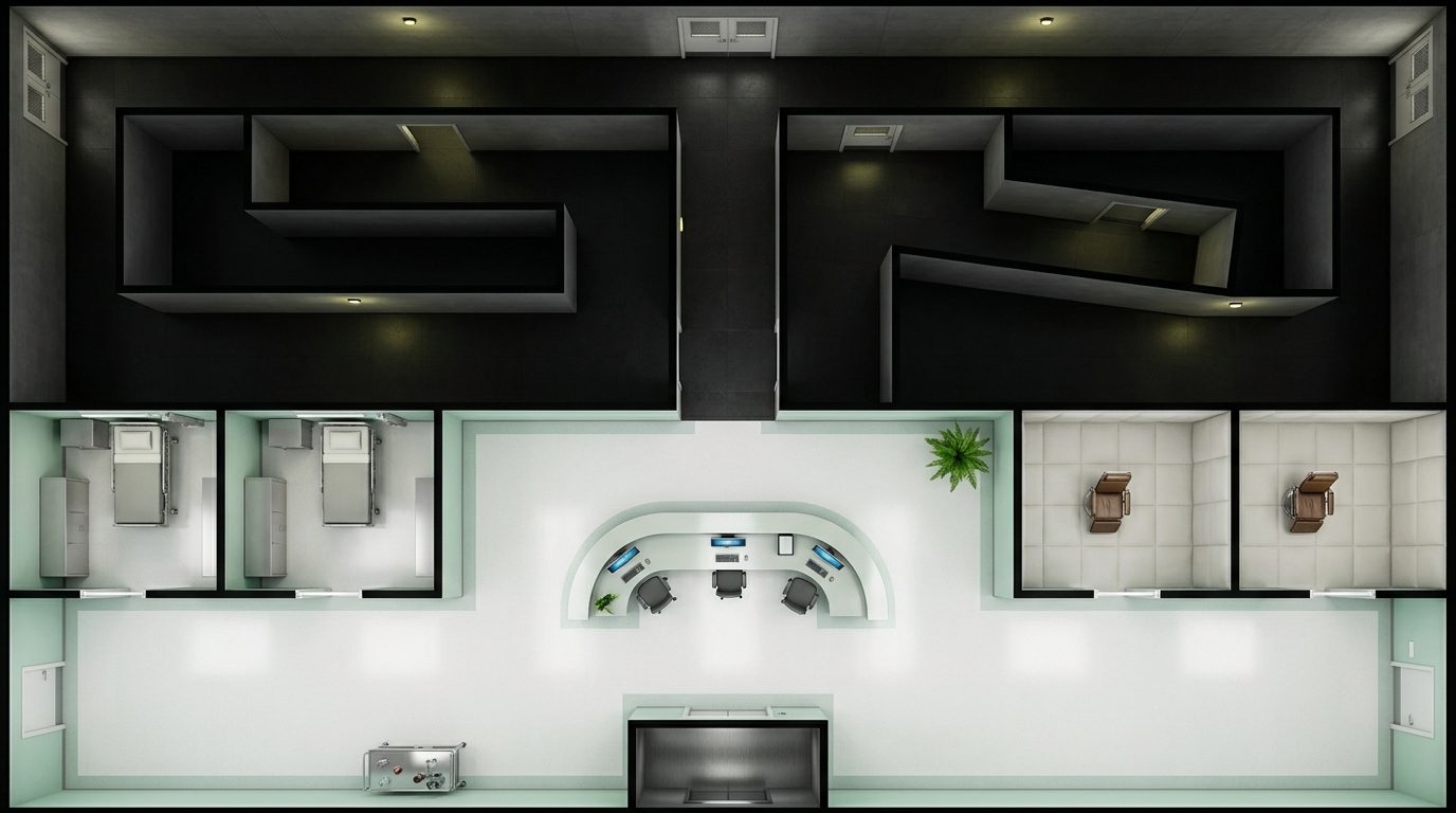 Surreal Medical Facility Night Floors