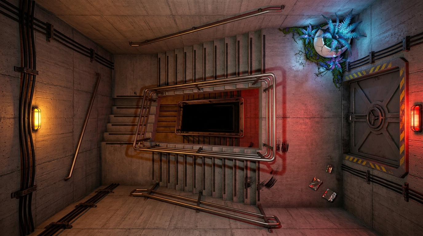 Concrete Ascent: Emergency Stairwell