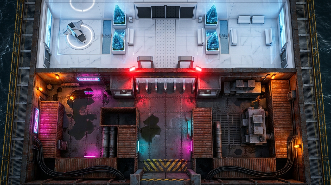 Floating Neon Metropolis scene 1