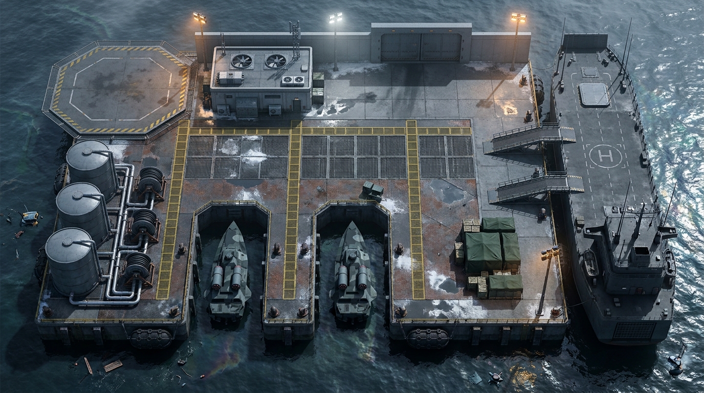 Muelles Flotantes y Estación Aérea VTOL