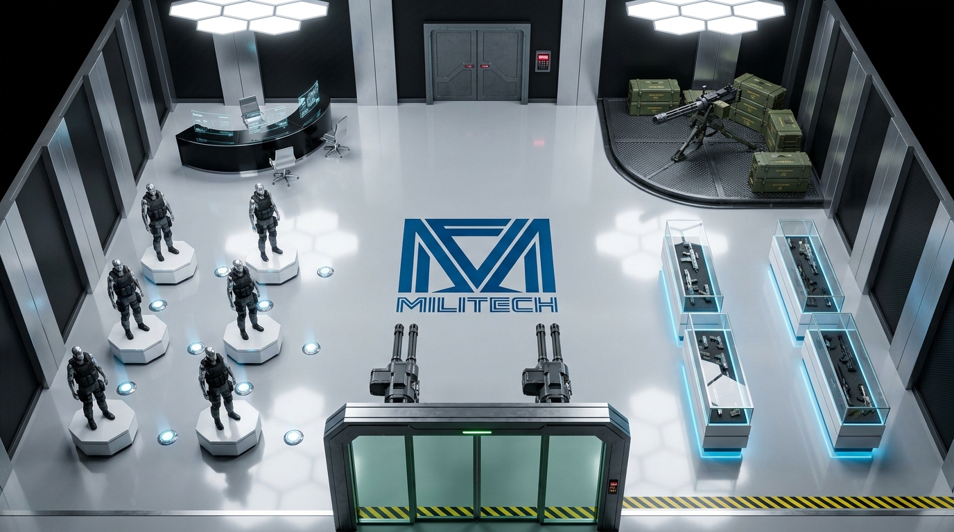 Mega-Corp Weapons Showroom scene 1