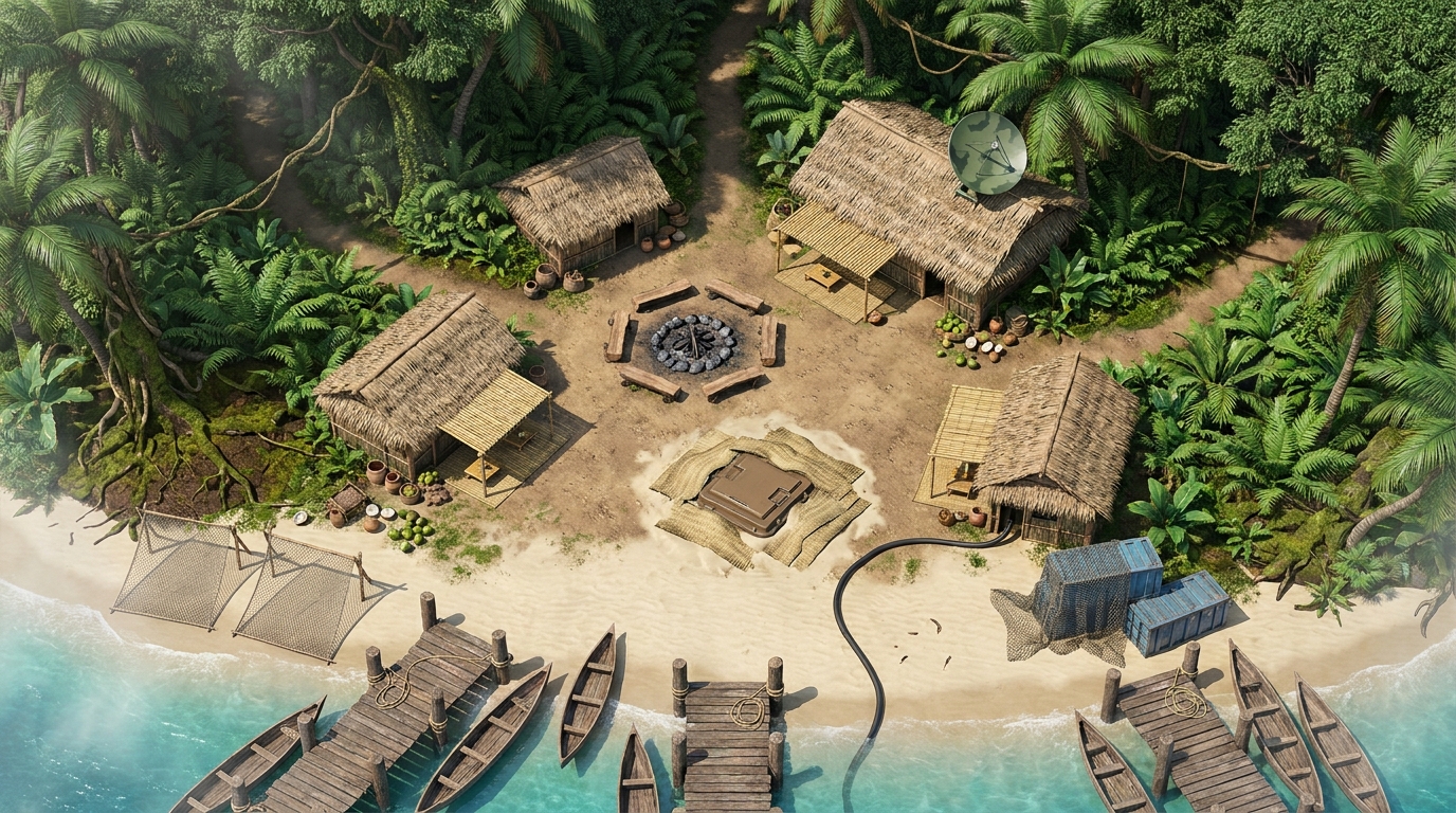 Camouflaged Tropical Island Base scene 1