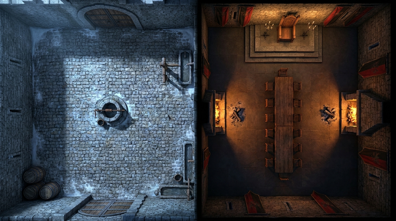 Eastern European Feudal Castle Courtyard and Hall