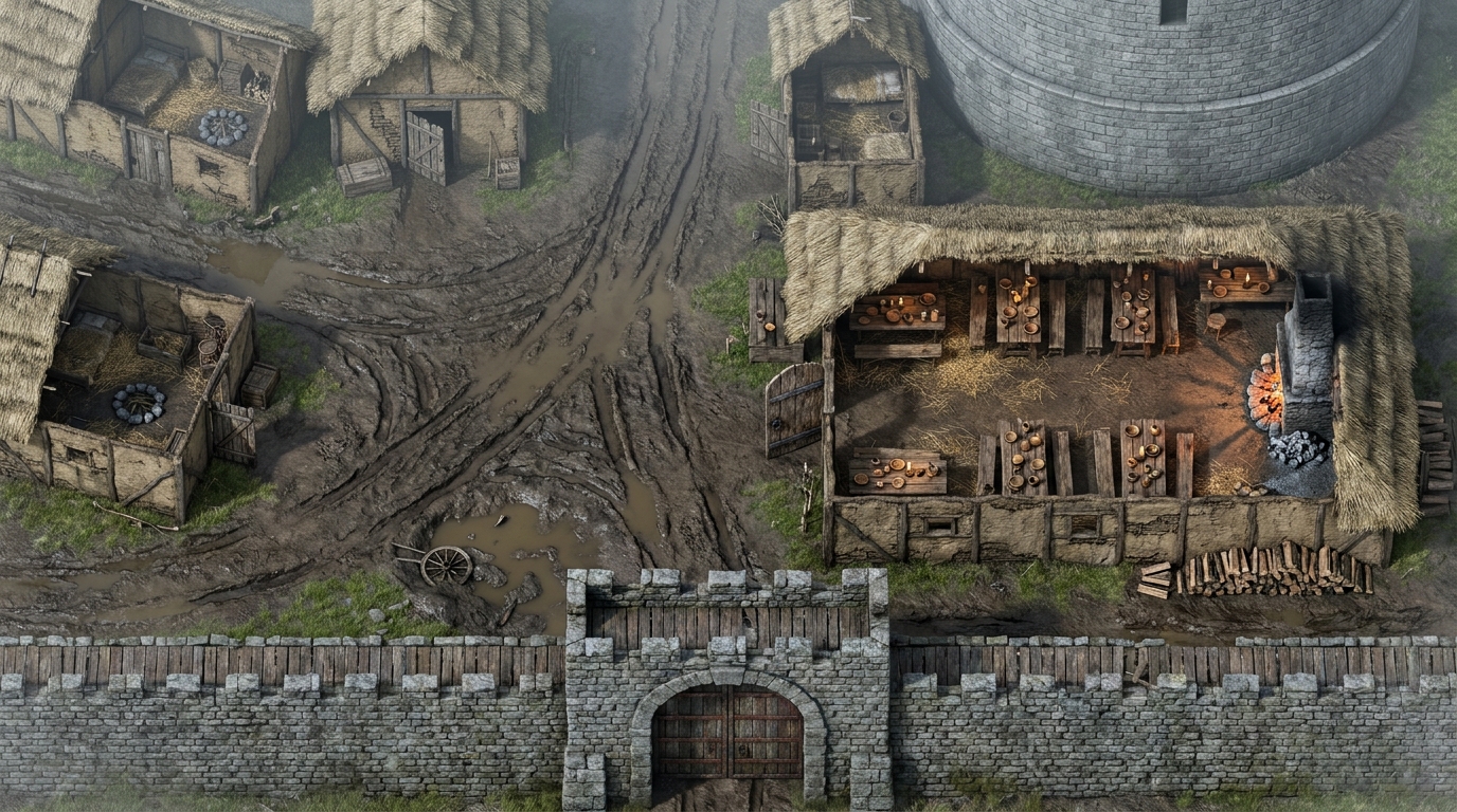 Walled Village Gates and Tavern