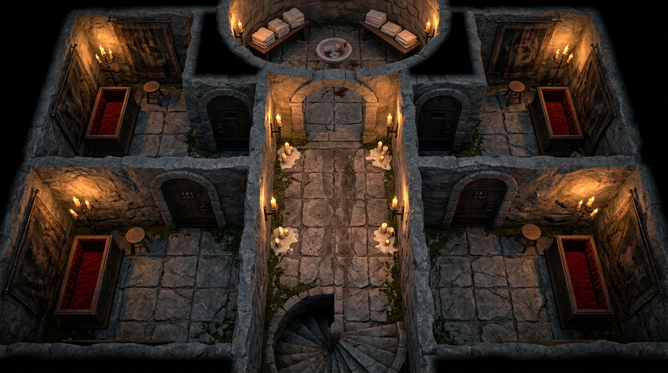 Underground Monastery Cells scene 1