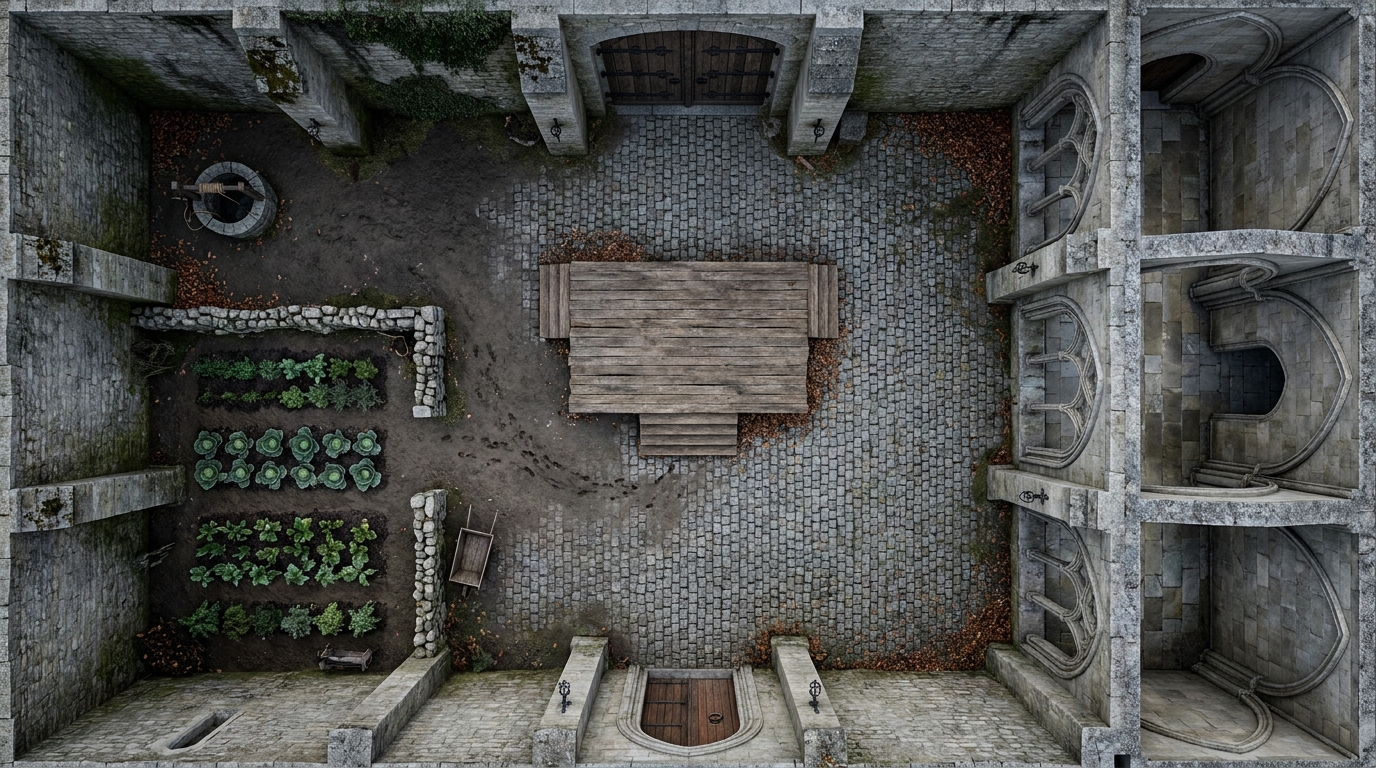 Gothic Abbey Courtyard