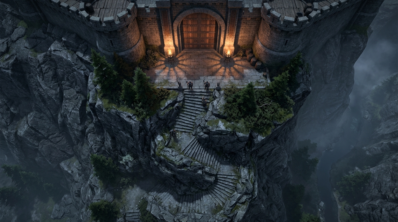 Mountain Staircase and Fortress Gates