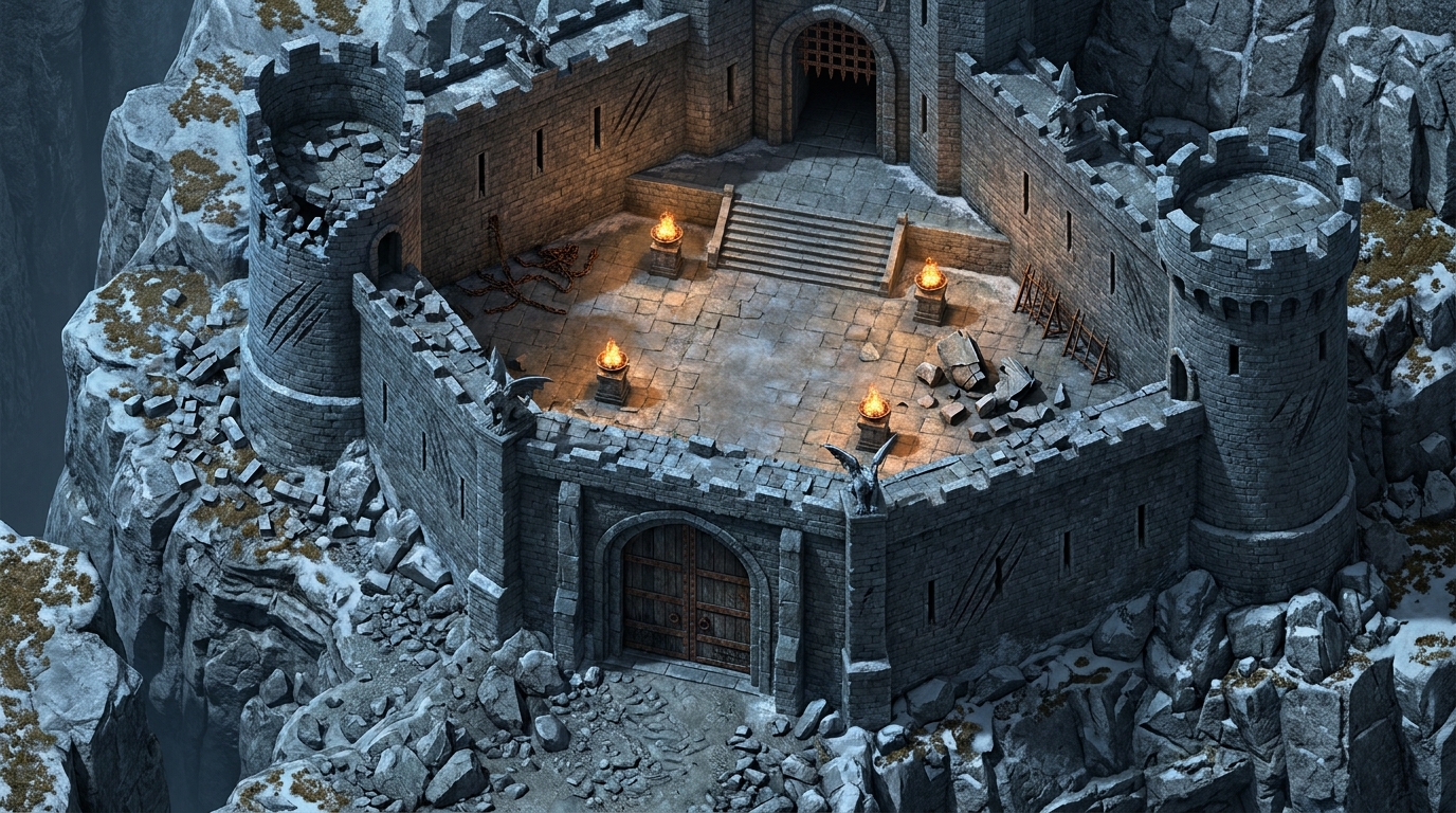 Isolated Mountain Fortress scene 1
