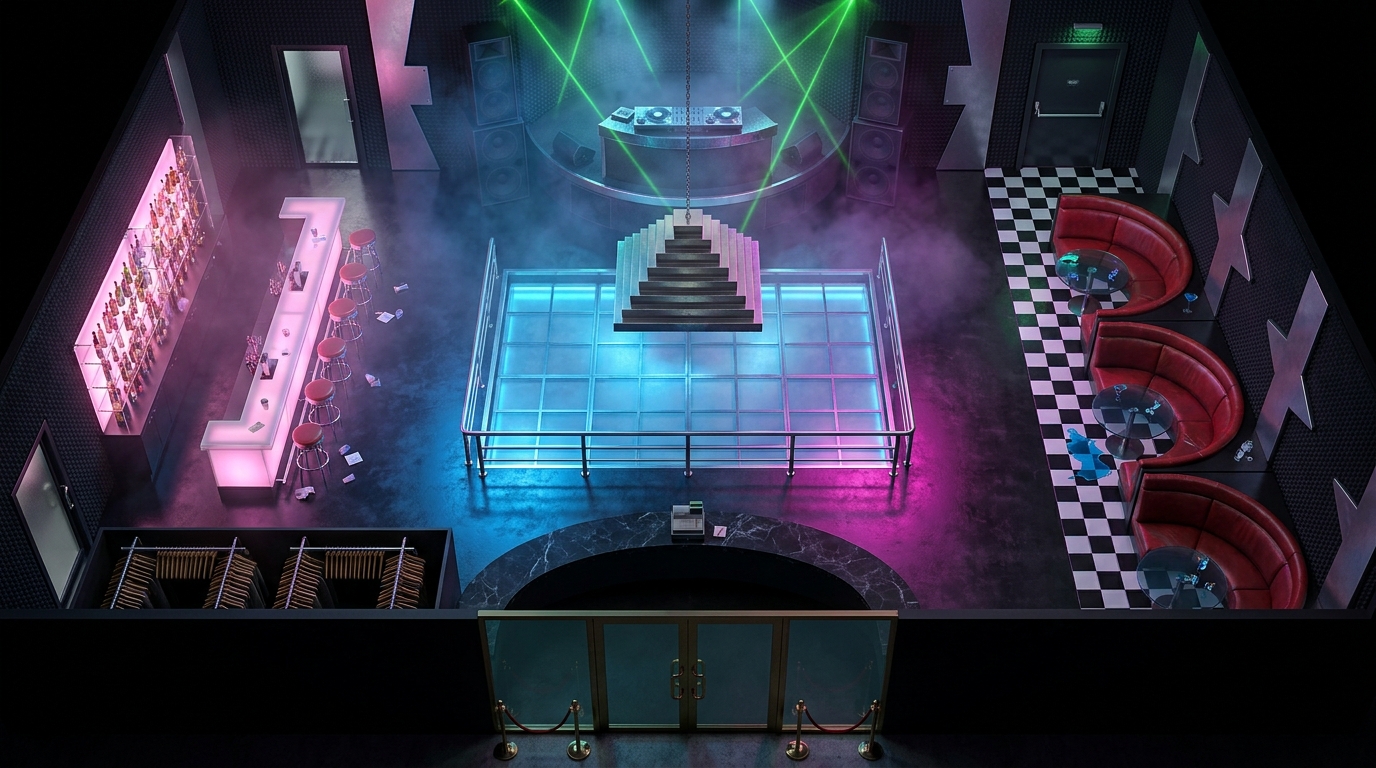 Busy 90s Urban Nightclub