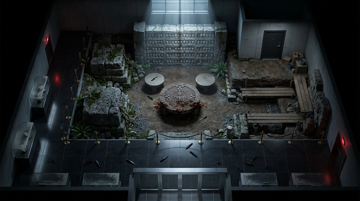 Ancient Mesoamerican Ruins & Museum at Night