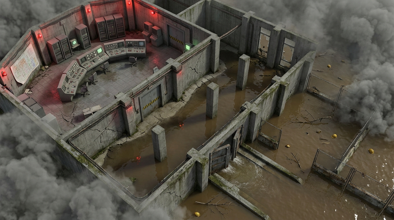 Flooded Power Plant Control Room