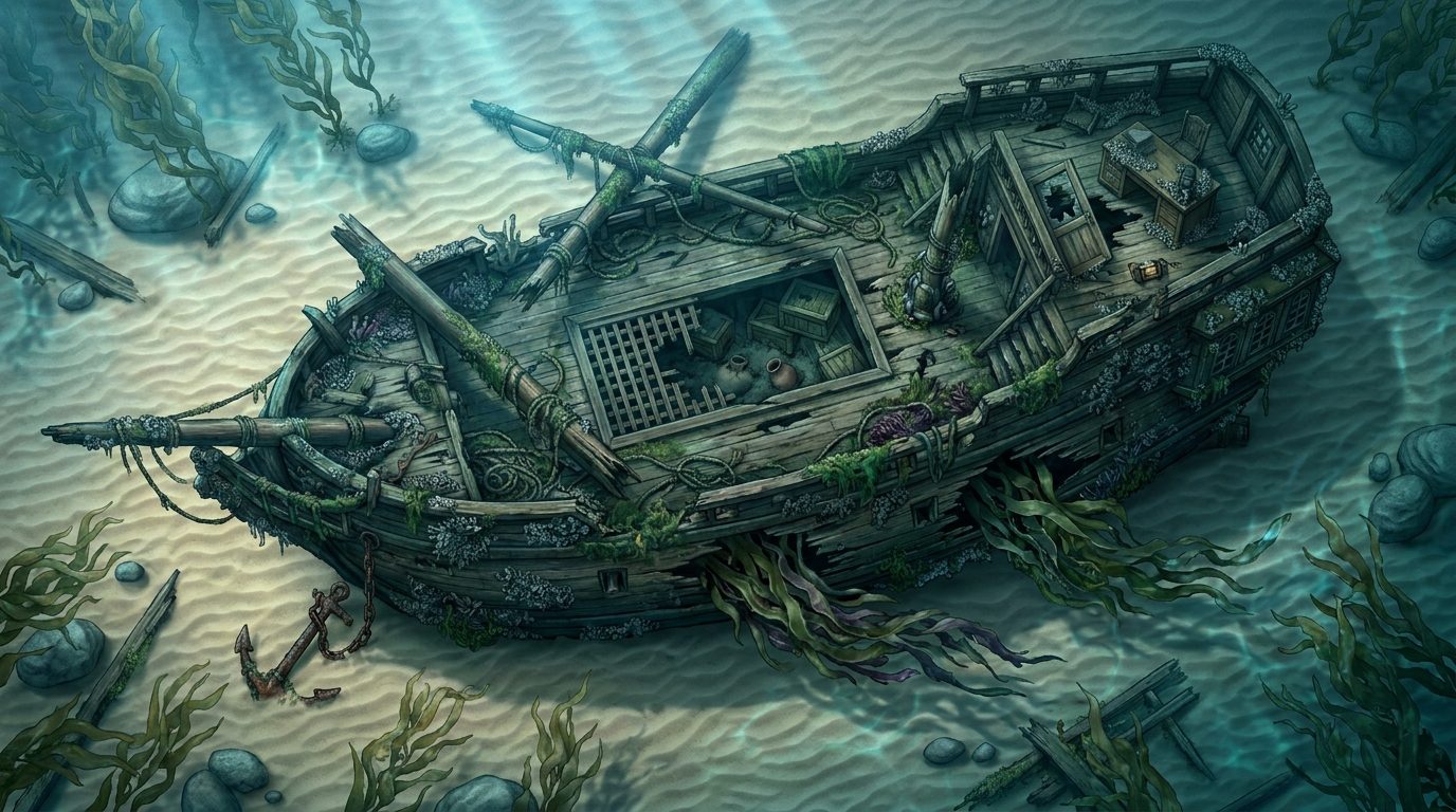 Underwater Harbor Shipwreck