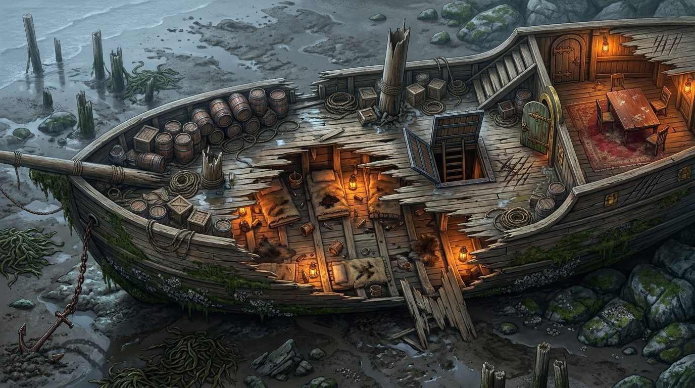 Beached Pirate Ship Hideout