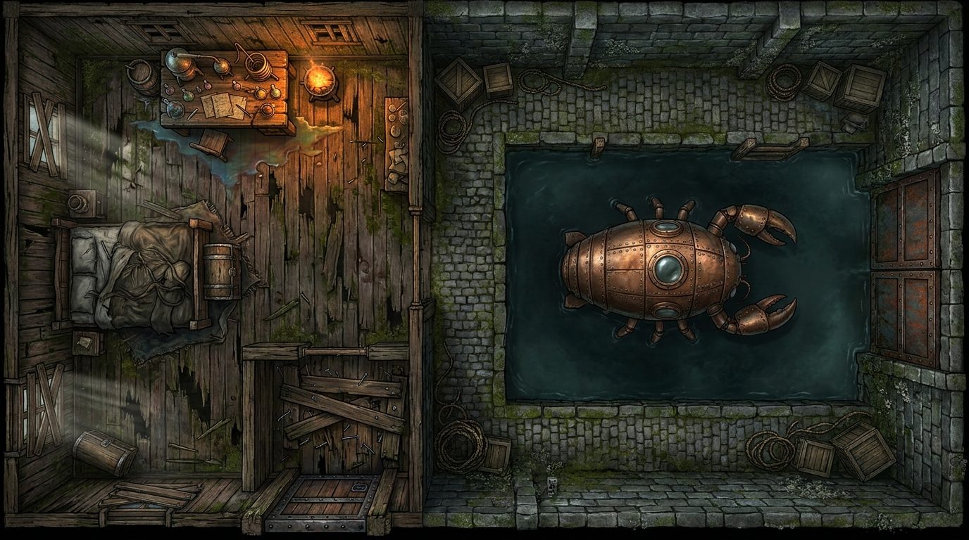 Alchemist's Shack and Submarine Dock