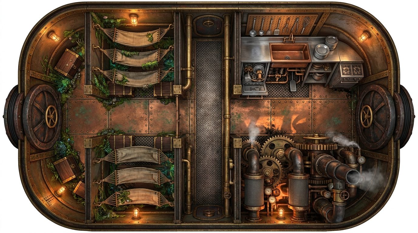 Submarine Dormitories and Machinery